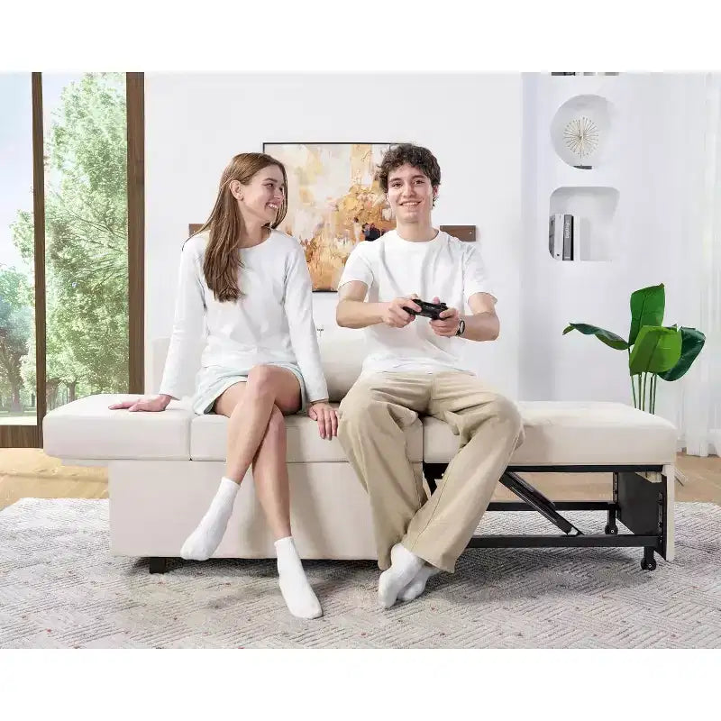 Divano Letto 3 in 1 con Schienale Regolabile, Poltrona Reclinabile Pieghevole