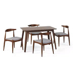 Set da pranzo di 5 pezzi in tessuto imbottito in stile Mid-Century Modern