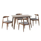 Set da pranzo di 5 pezzi in tessuto imbottito in stile Mid-Century Modern