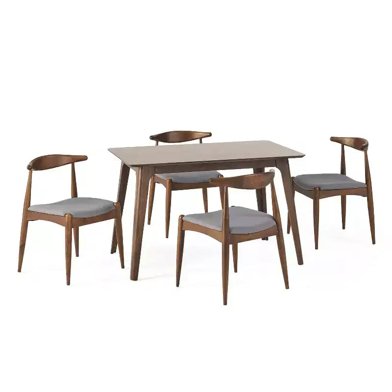 Set da pranzo di 5 pezzi in tessuto imbottito in stile Mid-Century Modern