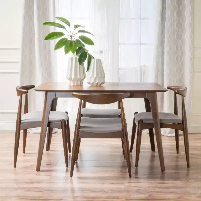Set da pranzo di 5 pezzi in tessuto imbottito in stile Mid-Century Modern