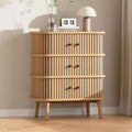 3 Drawer Dresser, Chest of Drawers for Bedroom, Mid Century Modern Nightstand, Spacious Storage Wicker Dresser with Matte Black Handles and Wood Legs