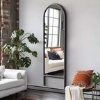 Specchio da parete con cornice in legno massello ad arco a scala, 21 in. L x 64 in. A