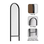 Specchio da parete con cornice in legno massello ad arco a scala, 21 in. L x 64 in. A