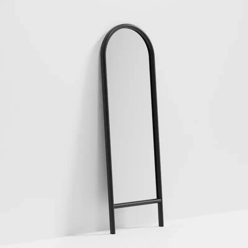 Specchio da parete con cornice in legno massello ad arco a scala, 21 in. L x 64 in. A