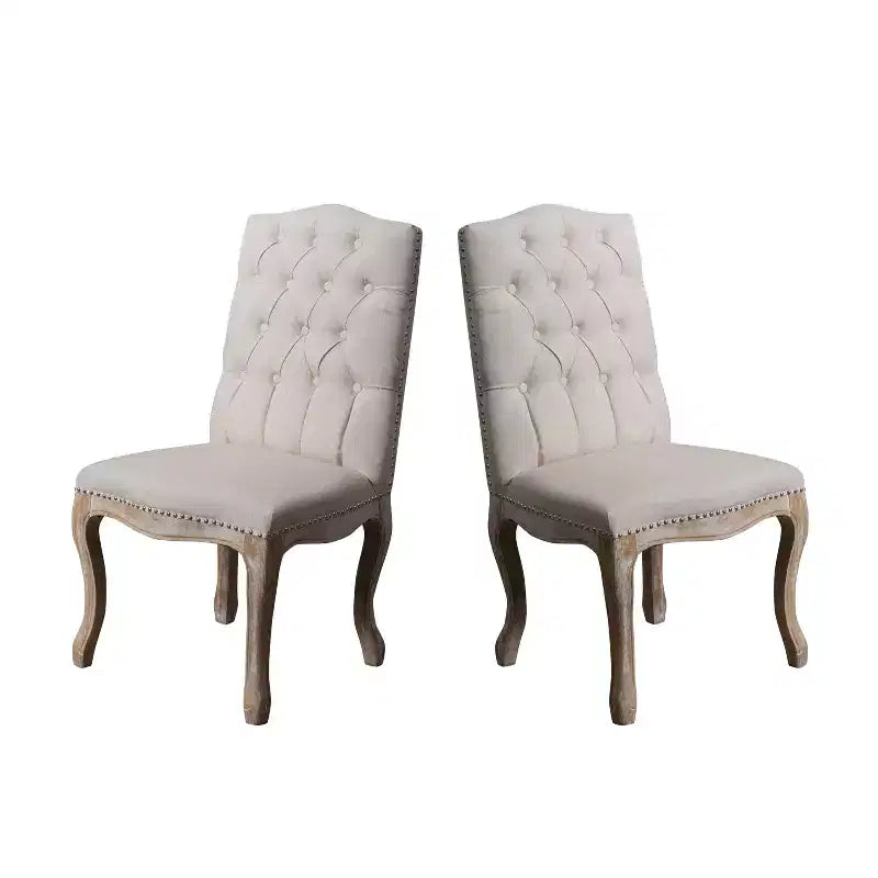 Sedie da pranzo imbottite trapuntate contemporanee con finiture borchiate (set da 2)