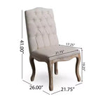 Sedie da pranzo imbottite trapuntate contemporanee con finiture borchiate (set da 2)