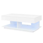 Tavolino da caffè con piano sollevabile e 2 cassetti nascosti, finitura lucida, tavolo rettangolare per soggiorno