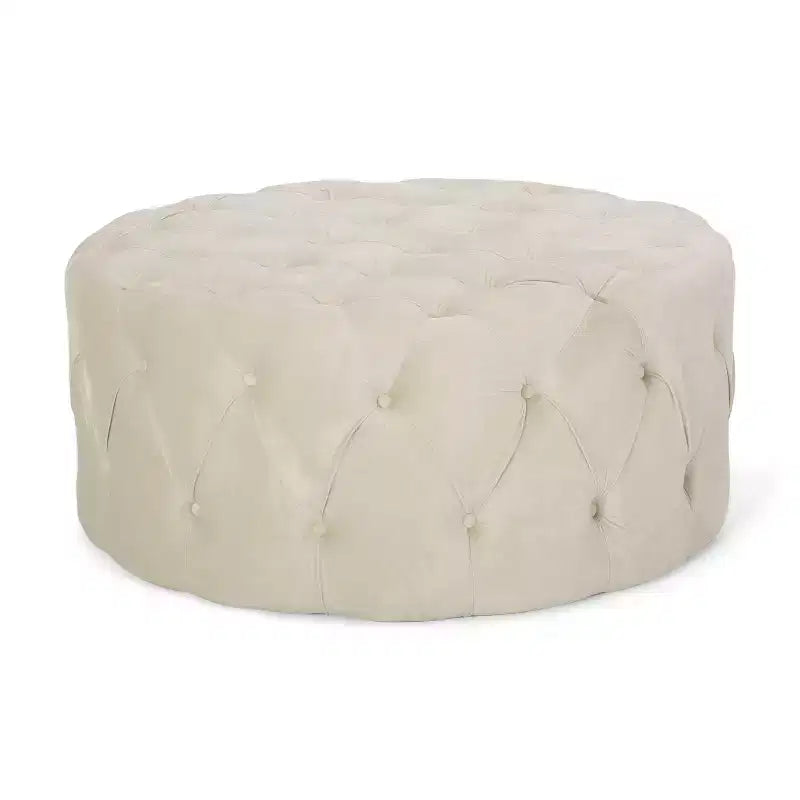 Pouf circolare moderno glamour imbottito in velluto