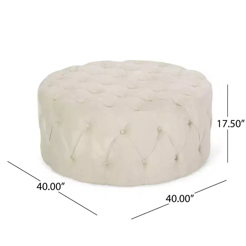 Pouf circolare moderno glamour imbottito in velluto