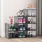 Scatole Porta Scarpe Impilabili Trasparenti, Confezione da 9 con Sportello Magnetico, Adatte fino alla Misura 47 EU