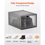 Scatole Porta Scarpe Impilabili Trasparenti, Confezione da 9 con Sportello Magnetico, Adatte fino alla Misura 47 EU