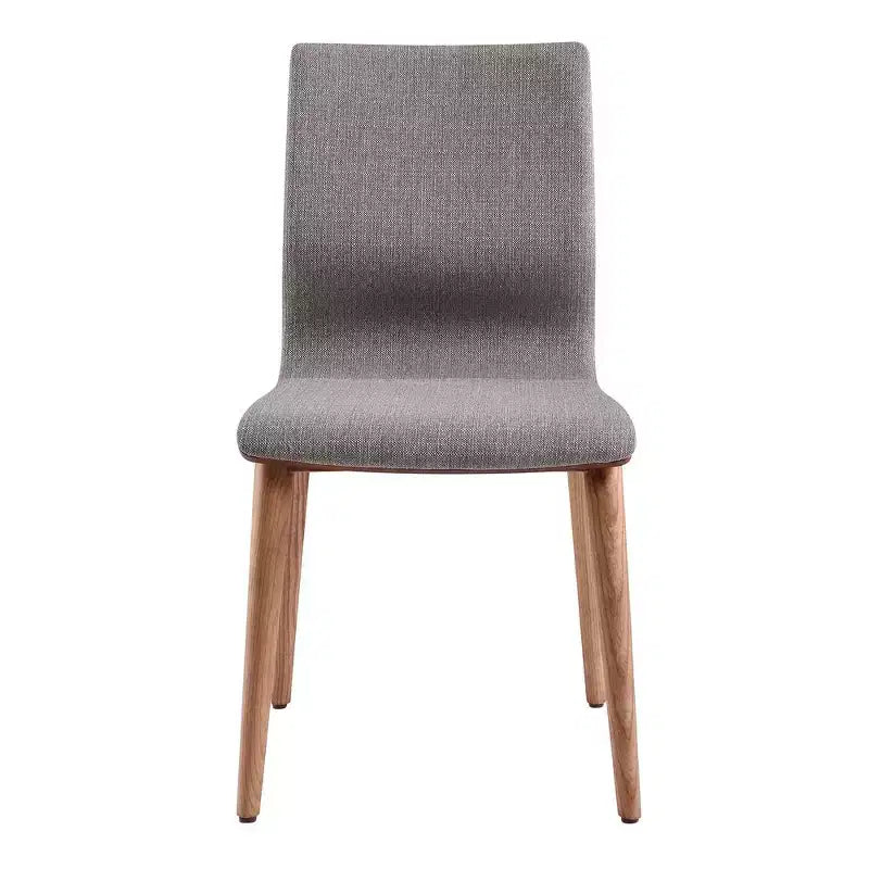 Sedia da pranzo moderna di metà secolo con finitura noce e tessuto grigio - Set da 2