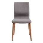 Sedia da pranzo moderna di metà secolo con finitura noce e tessuto grigio - Set da 2