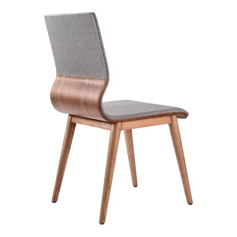 Sedia da pranzo moderna di metà secolo con finitura noce e tessuto grigio - Set da 2