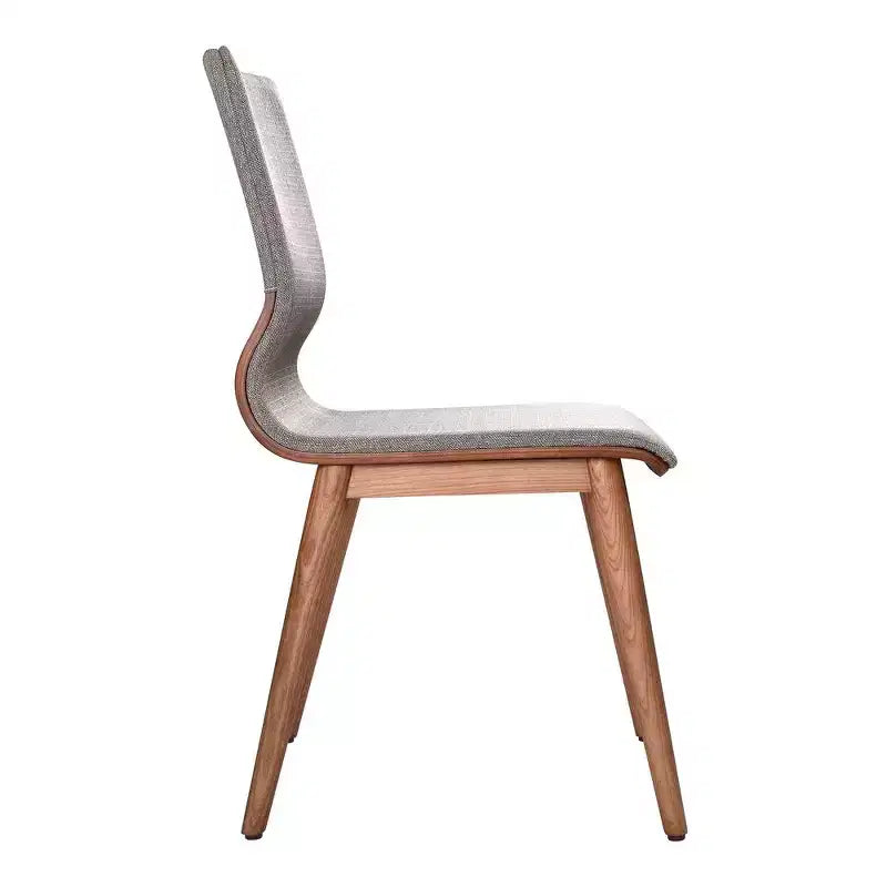 Sedia da pranzo moderna di metà secolo con finitura noce e tessuto grigio - Set da 2