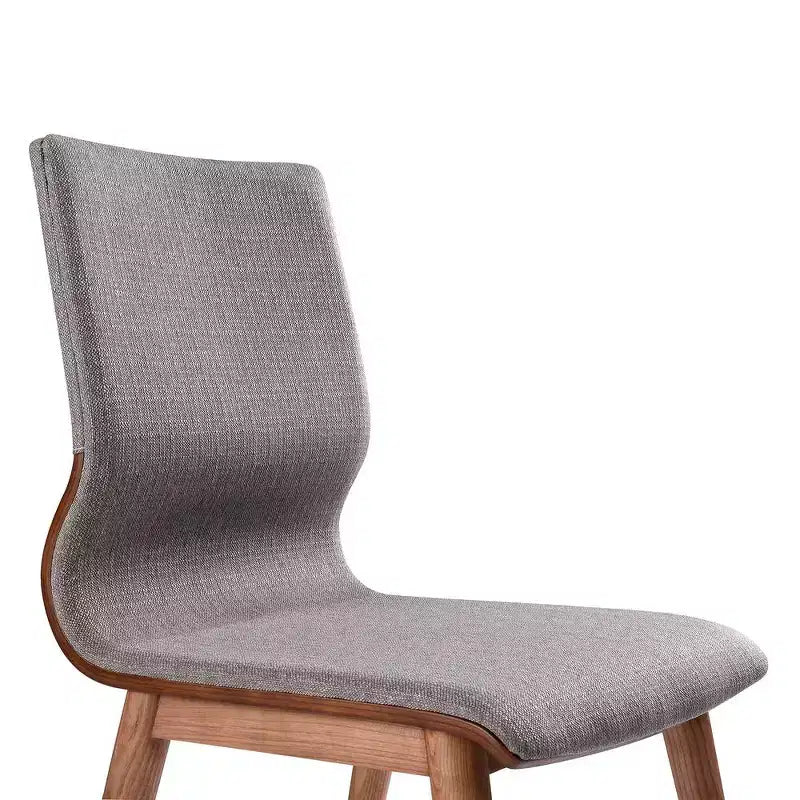 Sedia da pranzo moderna di metà secolo con finitura noce e tessuto grigio - Set da 2