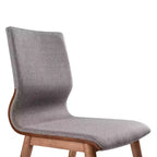Sedia da pranzo moderna di metà secolo con finitura noce e tessuto grigio - Set da 2