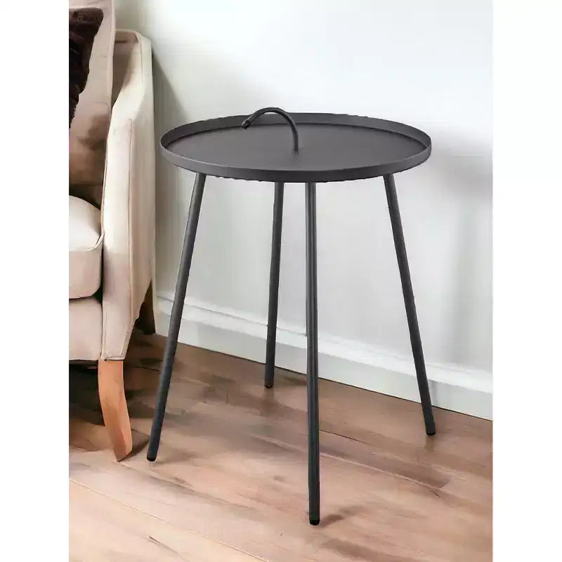 Tavolino rotondo grigio in acciaio inossidabile da 25".