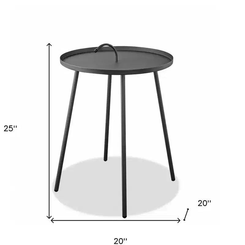 Tavolino rotondo grigio in acciaio inossidabile da 25".