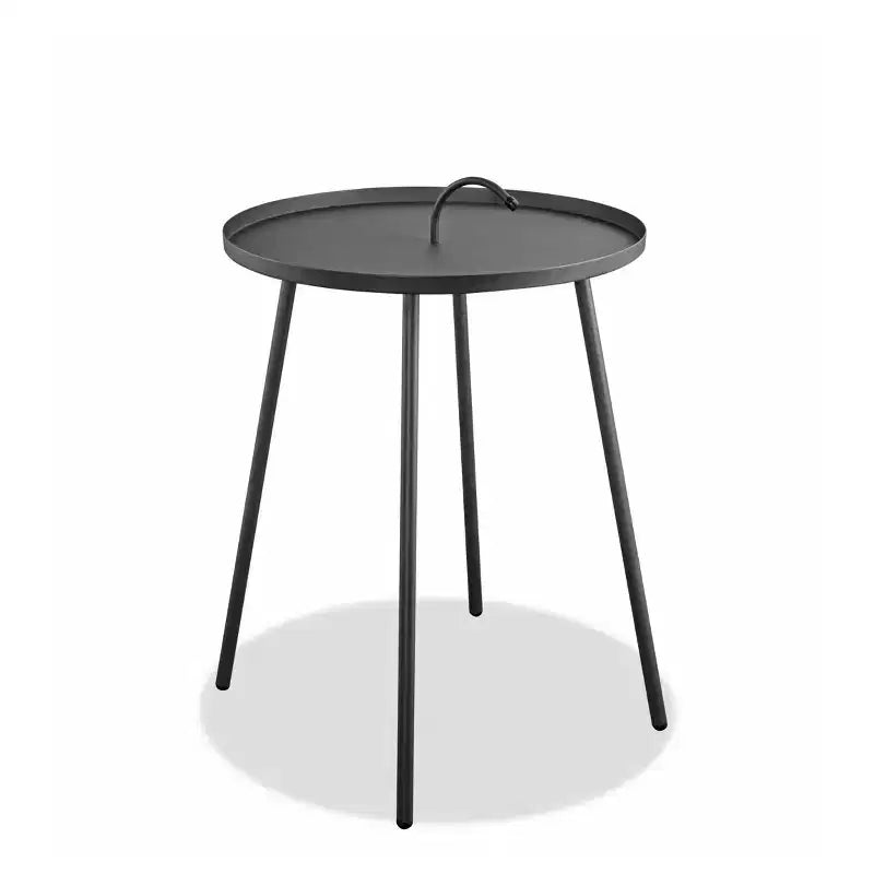Tavolino rotondo grigio in acciaio inossidabile da 25".