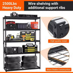 Scaffale regolabile resistente per garage, 122 L x 46 P x 183 H cm, Scaffalatura in metallo con capacità di carico di 1134 kg