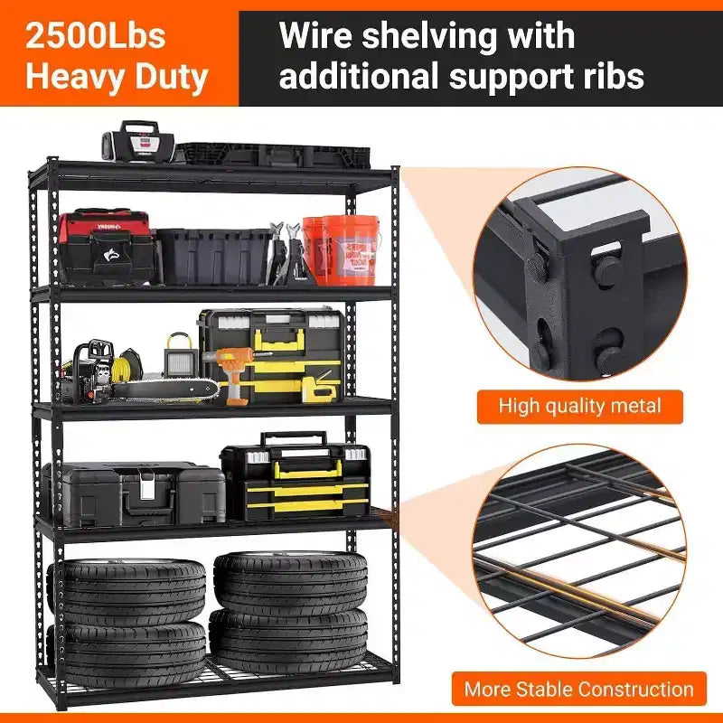 Scaffale regolabile resistente per garage, 122 L x 46 P x 183 H cm, Scaffalatura in metallo con capacità di carico di 1134 kg