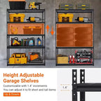 Scaffale regolabile resistente per garage, 122 L x 46 P x 183 H cm, Scaffalatura in metallo con capacità di carico di 1134 kg