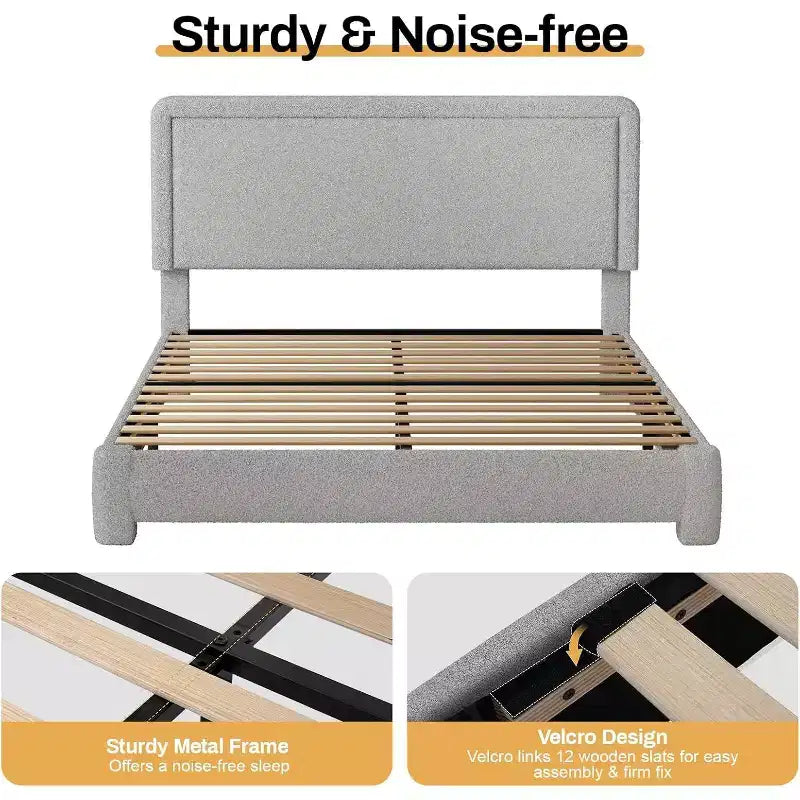 Giroletto rivestito in bouclé con testiera regolabile