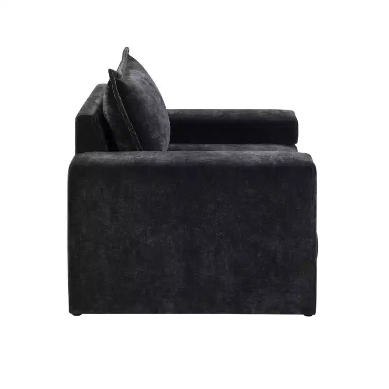 Poltrona moderna rivestita in ciniglia con cuscino spesso