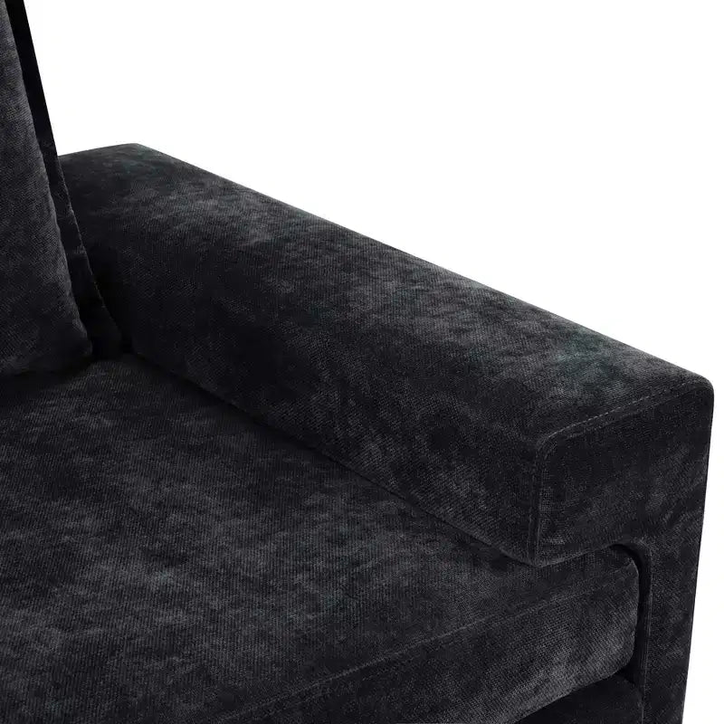Poltrona moderna rivestita in ciniglia con cuscino spesso