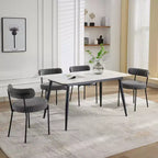 Sedie da pranzo in boucle di metà secolo, set da 2 – grigio chiaro con gambe in metallo nero