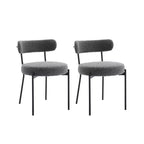 Sedie da pranzo in boucle di metà secolo, set da 2 – grigio chiaro con gambe in metallo nero