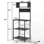 Scaffale da Panettiere a 4 Ripiani con 10 Ganci