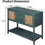 Console da Parete in Rattan con 2 Cassetti e Ante, Tavolino Stretto in Legno, Tavolo d'Ingresso a 2 Livelli per Soggiorno, Corridoio, Ingresso