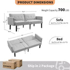 Divano Letto Futon Convertibile da 75'' con Schienale Regolabile