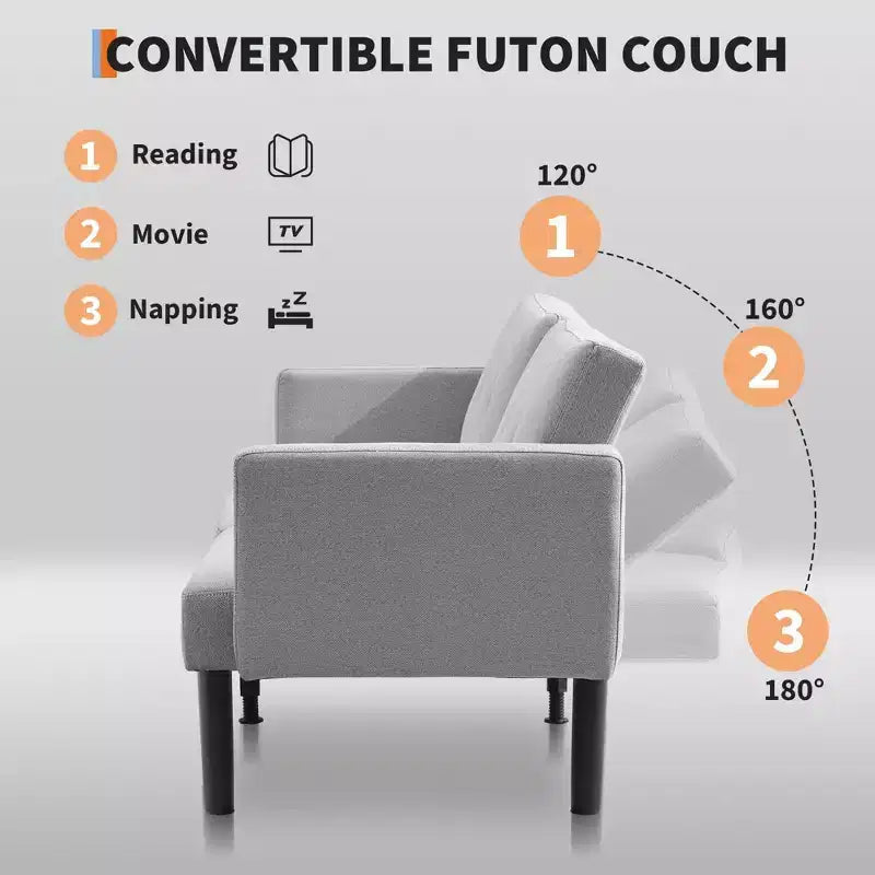 Divano Letto Futon Convertibile da 75'' con Schienale Regolabile
