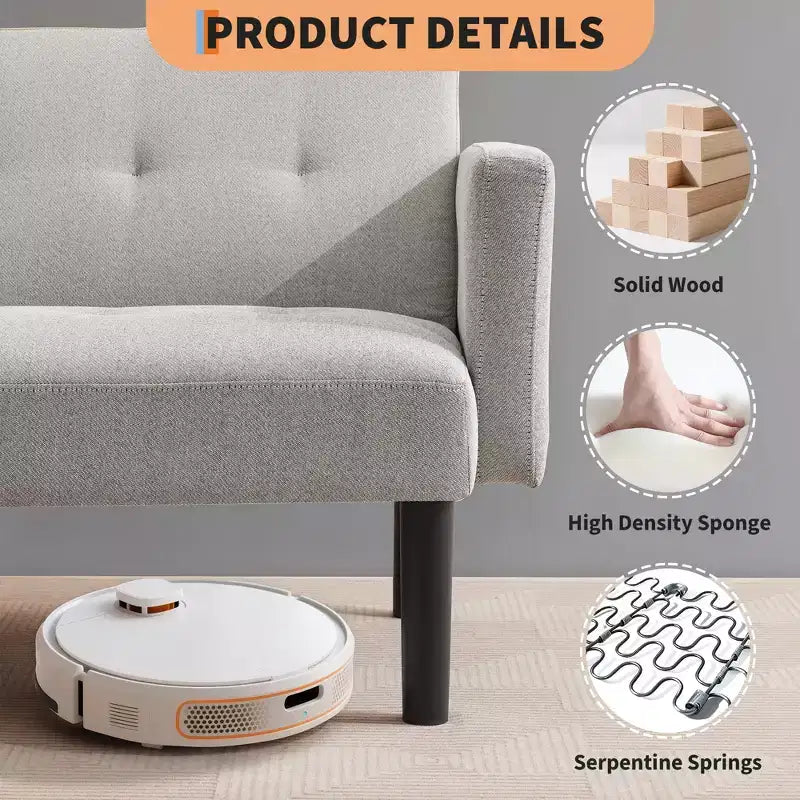 Divano Letto Futon Convertibile da 75'' con Schienale Regolabile
