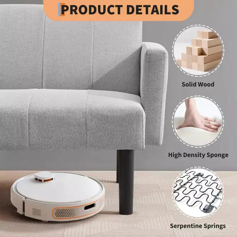 Divano Letto Futon Convertibile da 75'' con Schienale Regolabile