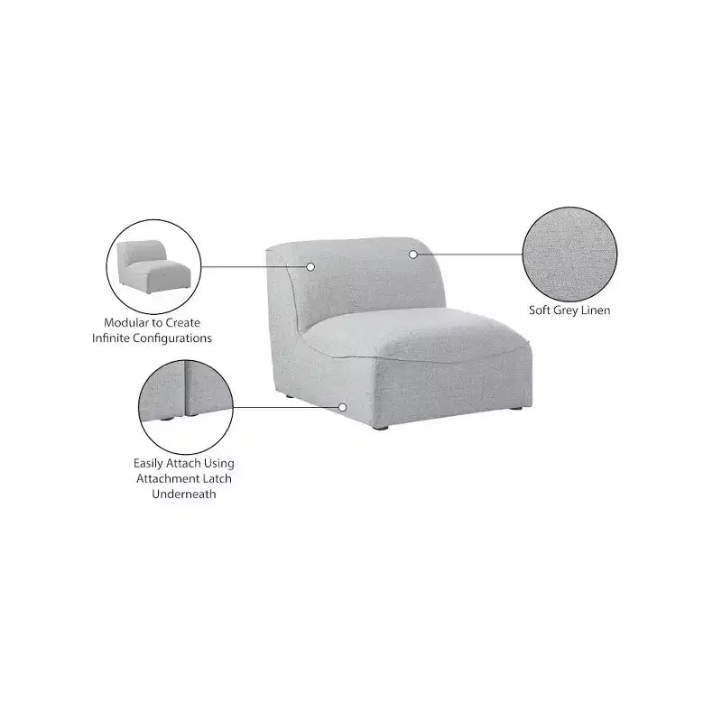 Sedia modulare senza braccioli – Rivestimento in lino resistente