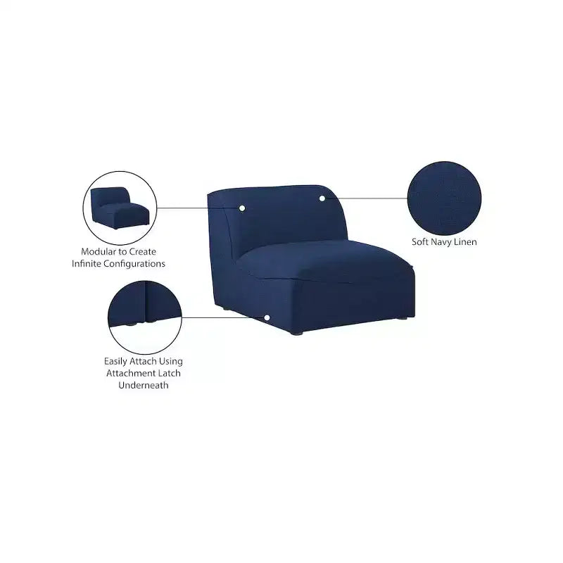 Sedia modulare senza braccioli – Rivestimento in lino resistente
