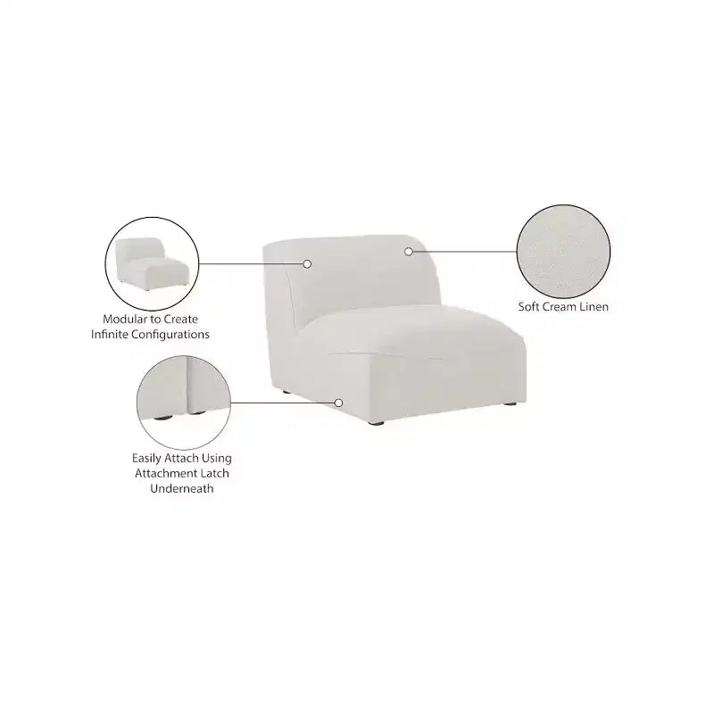 Sedia modulare senza braccioli – Rivestimento in lino resistente