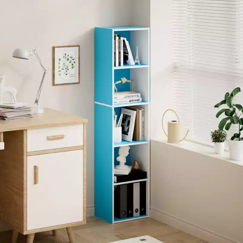 Libreria a 5 Livelli con Cubi, Organizzatore per Soggiorno, Camera da Leto, Camera dei Bambini