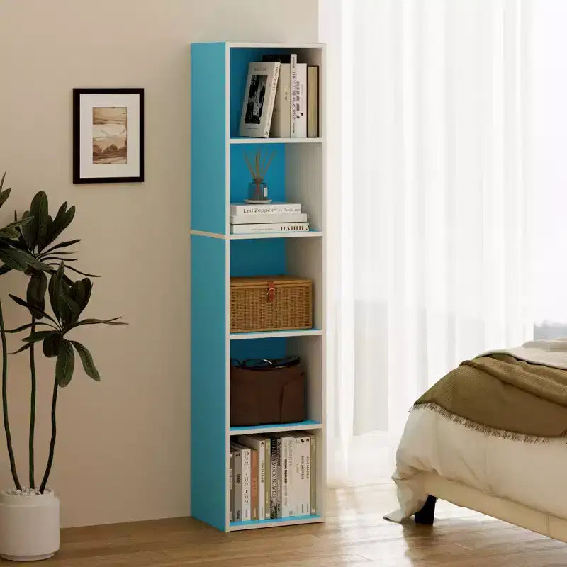 Libreria a 5 Livelli con Cubi, Organizzatore per Soggiorno, Camera da Leto, Camera dei Bambini
