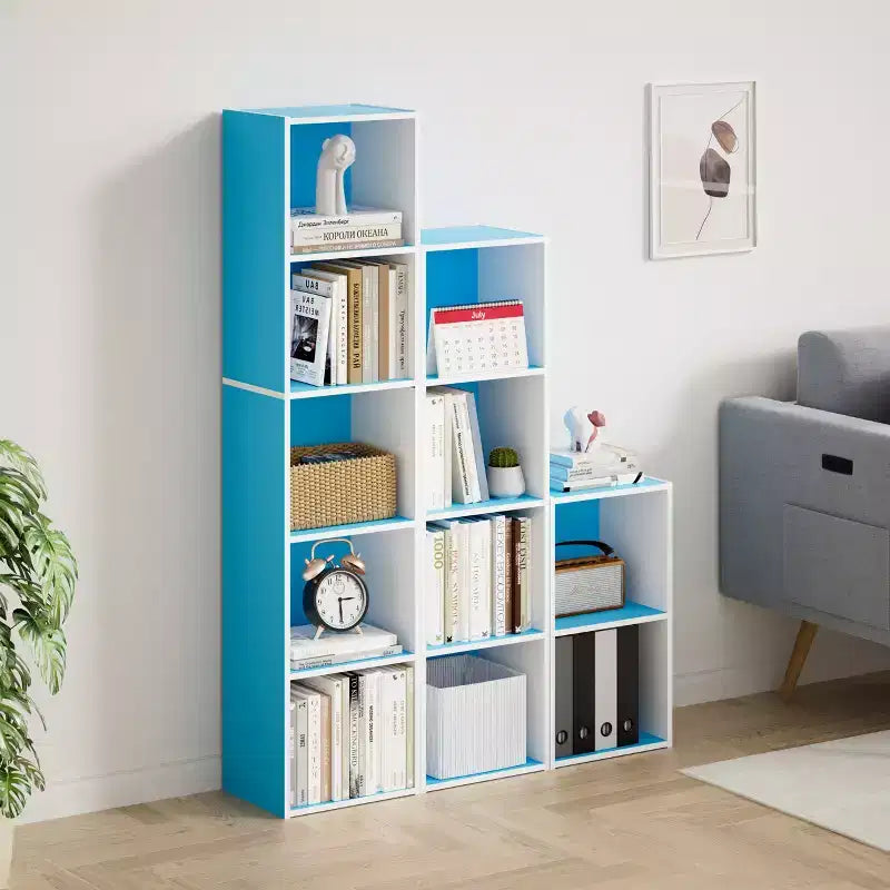 Libreria a 5 Livelli con Cubi, Organizzatore per Soggiorno, Camera da Leto, Camera dei Bambini