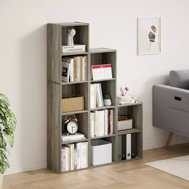 Libreria a 5 Livelli con Cubi, Organizzatore per Soggiorno, Camera da Leto, Camera dei Bambini