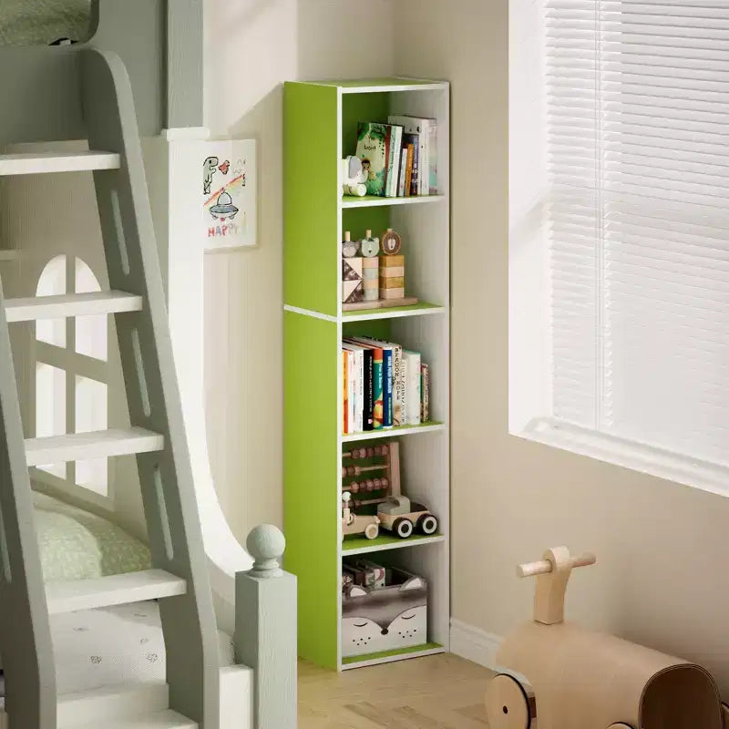 Libreria a 5 Livelli con Cubi, Organizzatore per Soggiorno, Camera da Leto, Camera dei Bambini