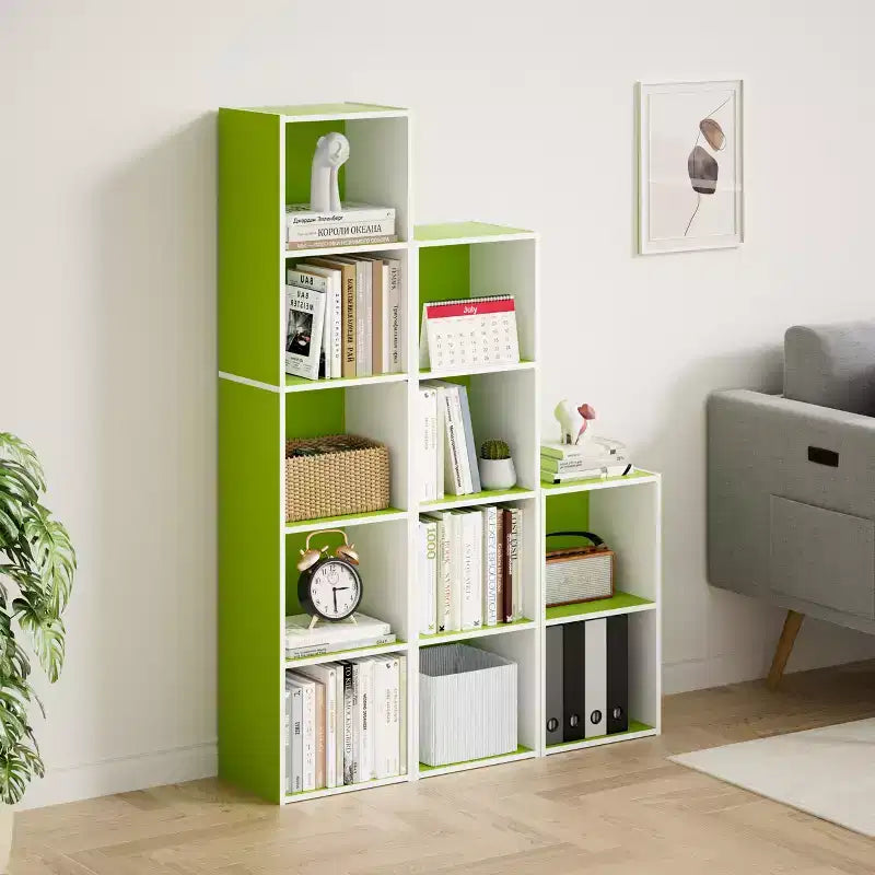 Libreria a 5 Livelli con Cubi, Organizzatore per Soggiorno, Camera da Leto, Camera dei Bambini