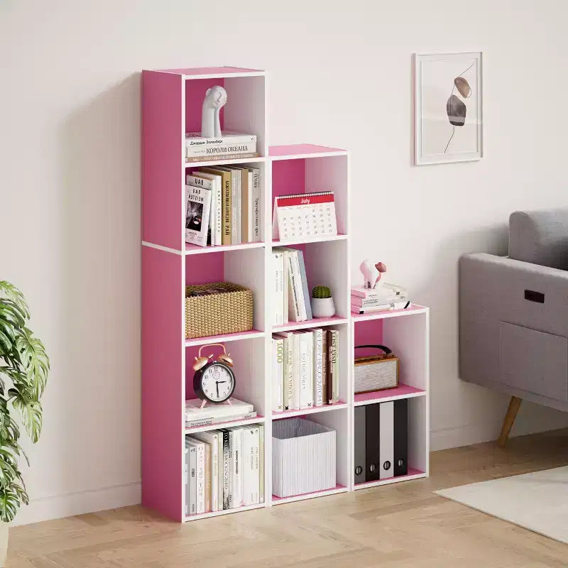 Libreria a 5 Livelli con Cubi, Organizzatore per Soggiorno, Camera da Leto, Camera dei Bambini