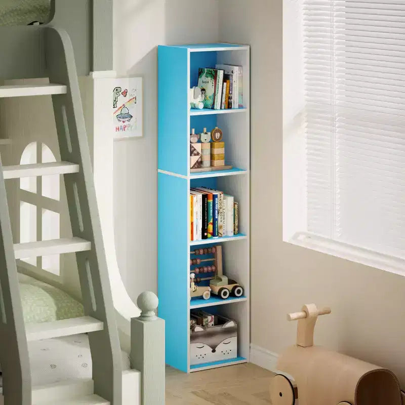 Libreria a 5 Livelli con Cubi, Organizzatore per Soggiorno, Camera da Leto, Camera dei Bambini